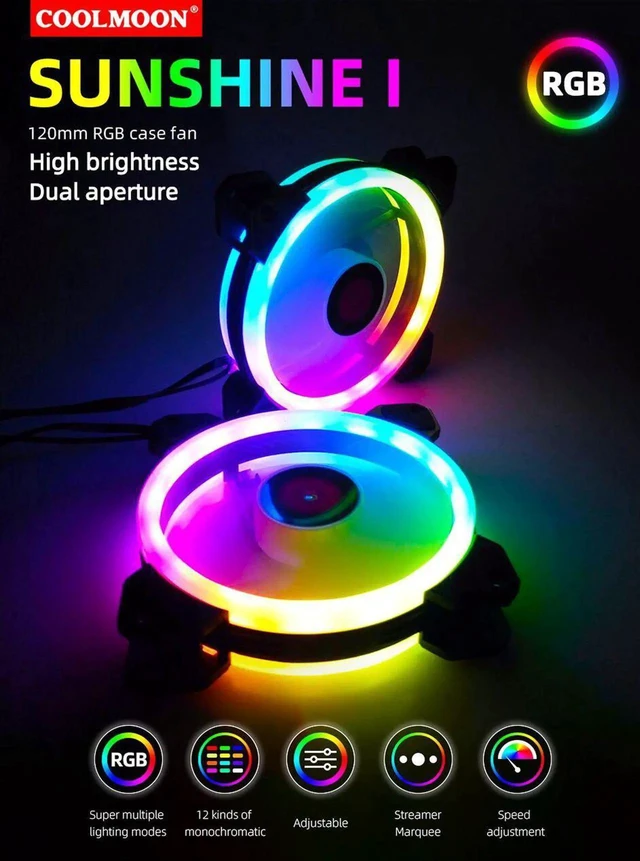 Alt view image 5 of 7 - 12cm RGB Series Case Fan, Wireless RGB LED 120mm Fan,Quiet Edition High Airflow Adjustable Color LED Case Fan For PC Cases