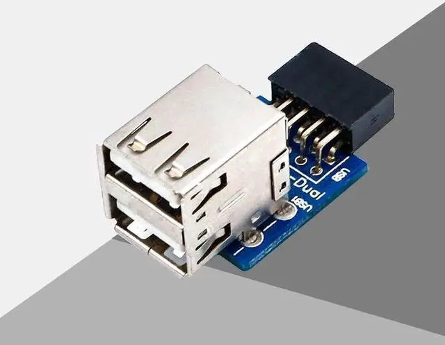 Alt view image 2 of 3 - USB HUB 9Pin PC Host Internal Motherboard USB 2.0 Hub 9Pin to 2 Port USB A Female Splitter Converter PCB Board Extender Card White
