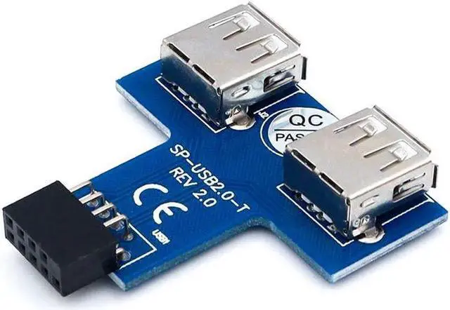 Alt view image 2 of 3 - USB HUB 9Pin PC Host Internal Motherboard USB 2.0 Hub 9Pin to 2 Port USB A Female Splitter Converter PCB Board Extender Card Grey