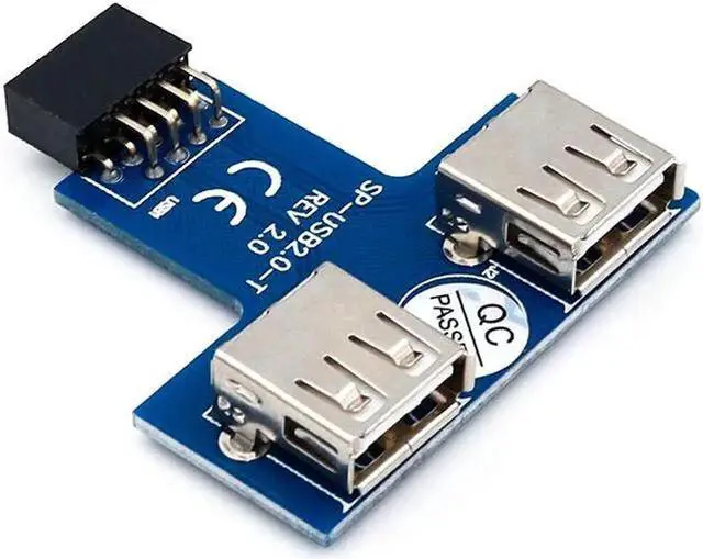 Alt view image 3 of 3 - USB HUB 9Pin PC Host Internal Motherboard USB 2.0 Hub 9Pin to 2 Port USB A Female Splitter Converter PCB Board Extender Card Grey