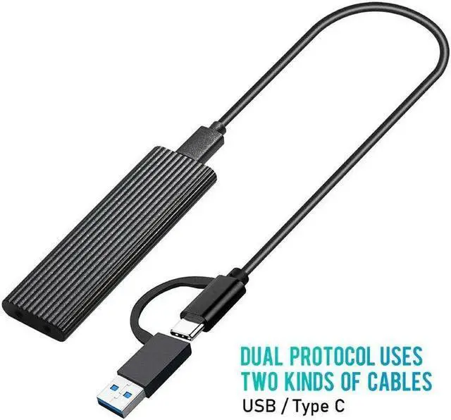 Alt view image 6 of 7 - M.2 NVMe SSD Enclosure 10Gbps Dual Protocol M2 NVMe Case M2 NVMe PCIE NGFF M.2 SATA SSD Box w/ OTG Adapter for 2230-2280 M.2 SSD N/A Red