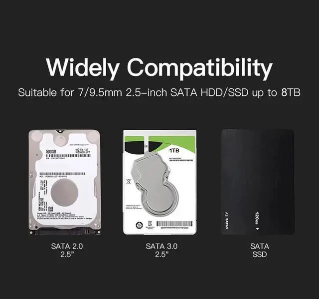 Alt view image 6 of 7 - 2.5'' Hard Drive Enclosure Transparent Mobile HDD Box USB3.1 SSD Case Portable Hard Disk 5Gbps USB A to USB C SATA Case for PC