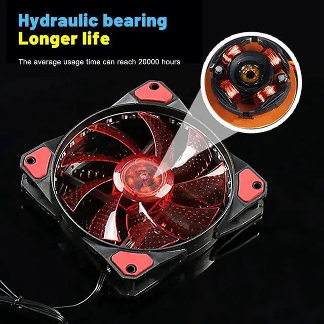 Alt view image 4 of 7 - RGB PC Case Fans Computer Case Cooling Fan 12V DC 15 Lights Streamer Chassis Fan 12CM RGB LED PWM Light Heat Dissipation Fan
