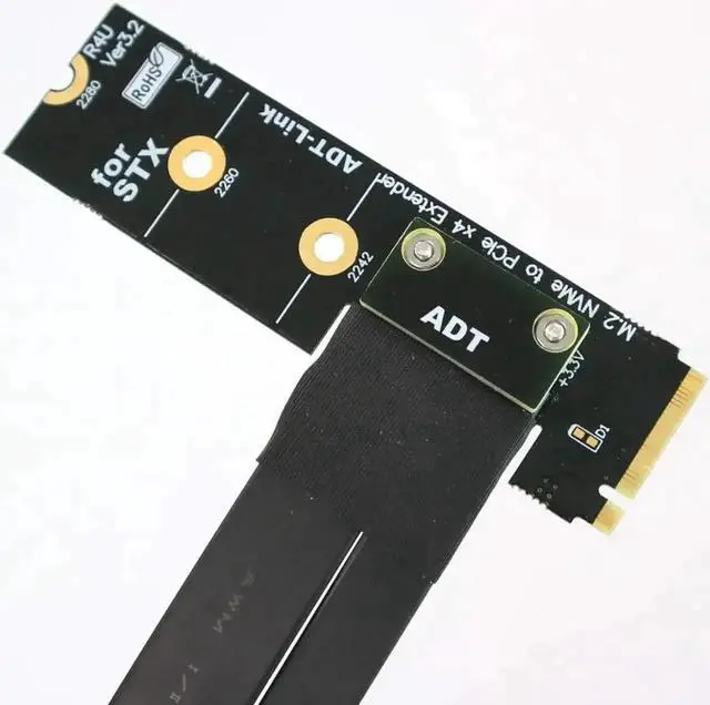 Alt view image 6 of 7 - PCI-E 3.0 Riser Card M.2 for NGFF for NVMe to PCIe x16 Extension Cable Gen3 SATA Power Cable 32G/bps for BTC Miner Gold