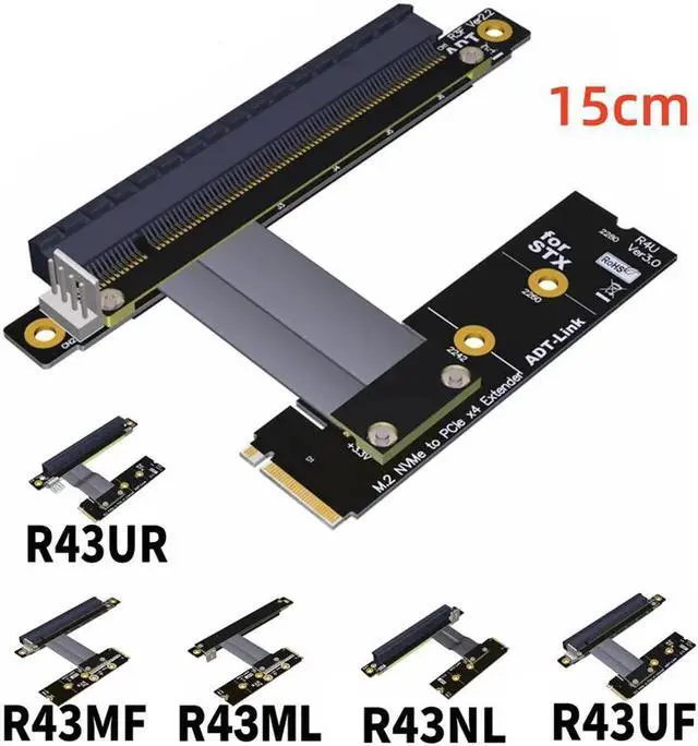 Alt view image 5 of 7 - PCI-E 3.0 Riser Card M.2 for NGFF for NVMe to PCIe x16 Extension Cable Gen3 SATA Power Cable 32G/bps for BTC Miner Gold