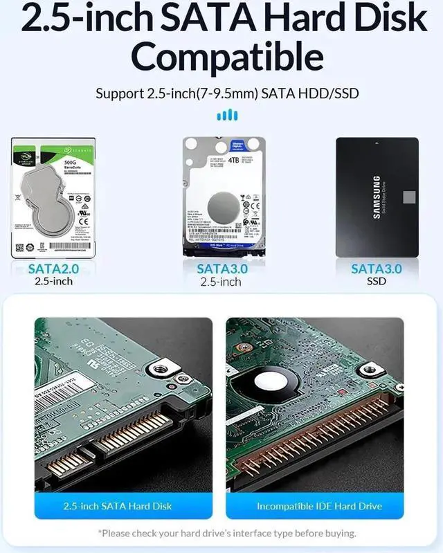 Alt view image 5 of 7 - 2.5'' HDD Enclosure SATA to USB3.0 USB3.1 External Hard Drive HD Disk Case 5Gbps/6Gbps Type-C HDD Case With DIY Sticker