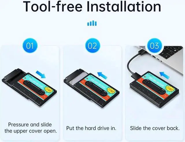 Alt view image 4 of 7 - 2.5'' HDD Enclosure SATA to USB3.0 USB3.1 External Hard Drive HD Disk Case 5Gbps/6Gbps Type-C HDD Case With DIY Sticker White