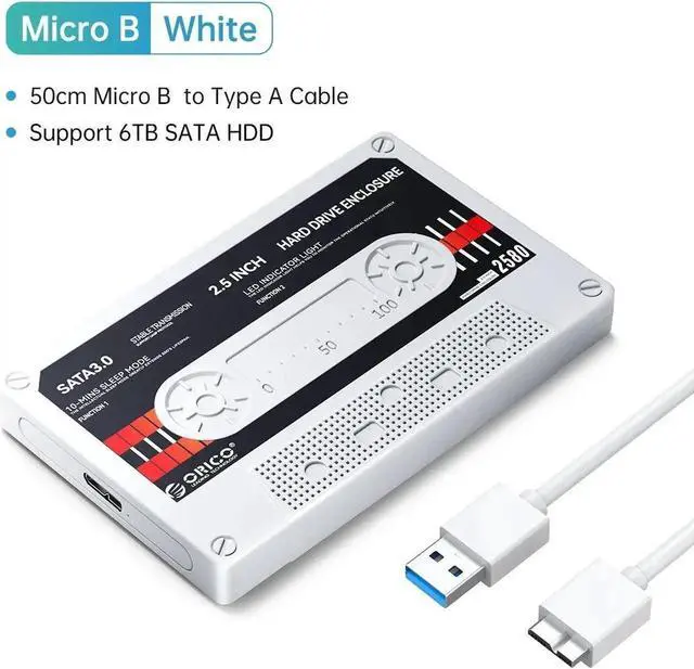 Main image of 2.5'' HDD Enclosure SATA to USB3.0 USB3.1 External Hard Drive HD Disk Case 5Gbps/6Gbps Type-C HDD Case With DIY Sticker White