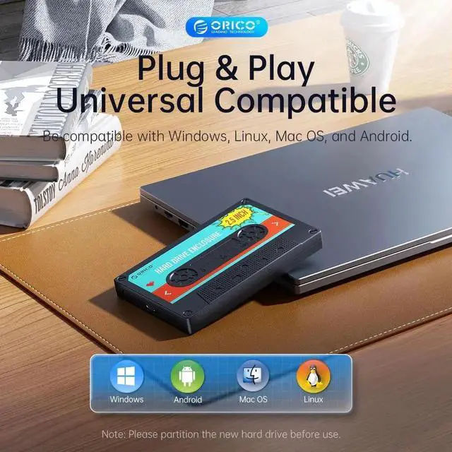 Alt view image 3 of 7 - 2.5'' HDD Enclosure SATA to USB3.0 USB3.1 External Hard Drive HD Disk Case 5Gbps/6Gbps Type-C HDD Case With DIY Sticker White