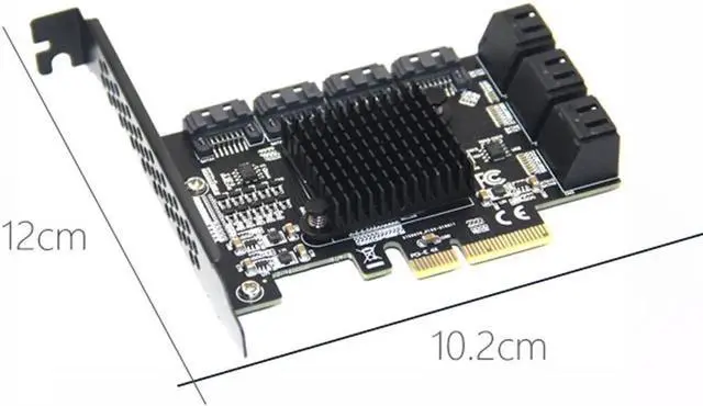 Alt view image 6 of 7 - Chi a Mining Riser 10 Port PCIE SATA Card PCI Express SATA Controller PCIE to SATA3 Expansion Card PCI E X4 SATA 3 6Gbps ASM1166 Grey