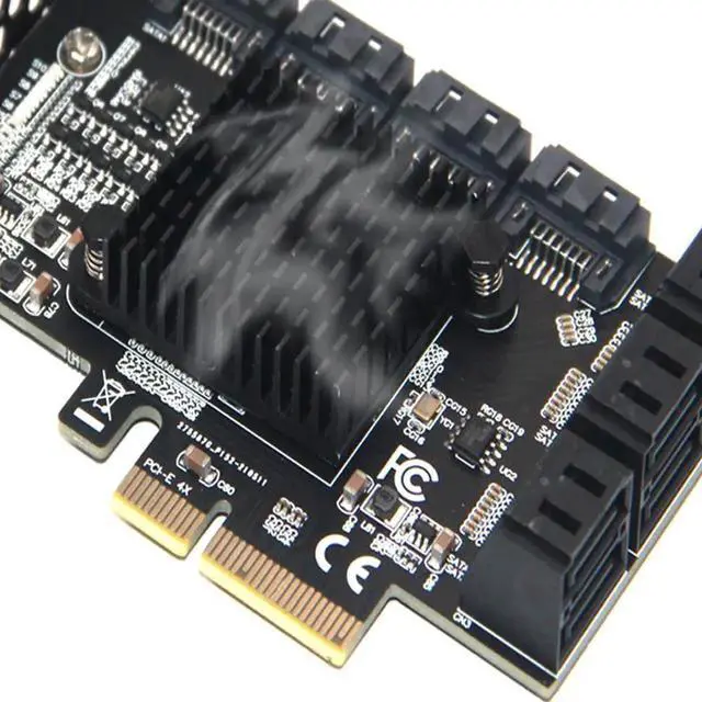 Alt view image 2 of 7 - Chi a Mining Riser 10 Port PCIE SATA Card PCI Express SATA Controller PCIE to SATA3 Expansion Card PCI E X4 SATA 3 6Gbps ASM1166 Grey