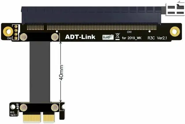 Alt view image 2 of 4 - 1X to 16X PCIe Flexible Flat Extension FFC PCI Express 1 to 16 X Adapter Riser Card Adapter PCI-E Extender Cable PCI-E Gold