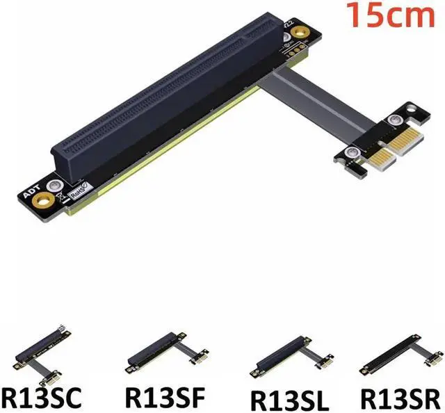 Alt view image 3 of 4 - 1X to 16X PCIe Flexible Flat Extension FFC PCI Express 1 to 16 X Adapter Riser Card Adapter PCI-E Extender Cable PCI-E Gold