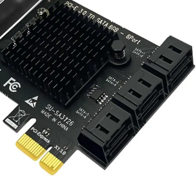 Alt view image 6 of 6 - Chi a Mining 6 Port SATA 3 PCI Express Expansion Card PCI-E SATA Controller PCIE 1X to SATA3 6Gb Adapter Add On Card for HDD SSD