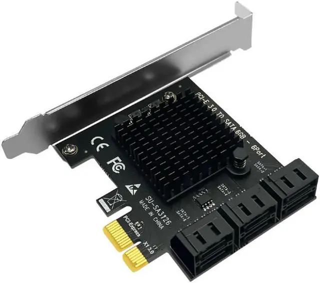 Alt view image 3 of 6 - Chi a Mining 6 Port SATA 3 PCI Express Expansion Card PCI-E SATA Controller PCIE 1X to SATA3 6Gb Adapter Add On Card for HDD SSD Pink