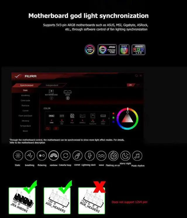 Alt view image 7 of 7 - 12cm 12V 4Pin PWM PC Case Cooler Fan for Computer Chassis 5V 3Pin ARGB Lighting Radiator Cooling Heatsink Fan 120mm
