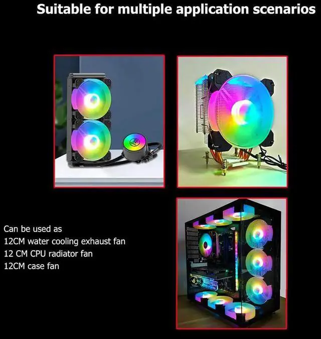 Alt view image 6 of 7 - 12cm 12V 4Pin PWM PC Case Cooler Fan for Computer Chassis 5V 3Pin ARGB Lighting Radiator Cooling Heatsink Fan 120mm