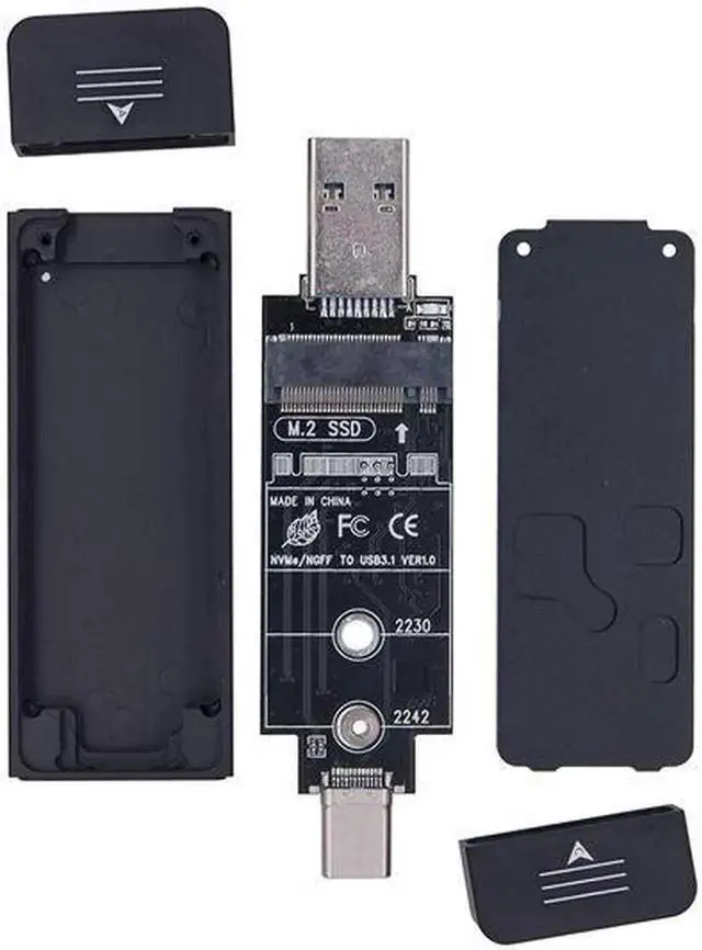 Alt view image 5 of 7 - Dual Protocol USB3.1 Type C M.2 SATA NVME Enclosure SSD Adapter USB NVME Case SSD M2 NVME External Case M2 SATA SSD Box RTL9210B
