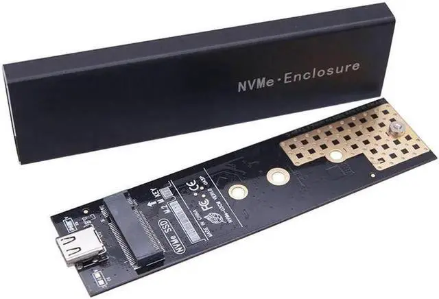 Alt view image 2 of 6 - Dual Protocol M2 SSD Case for NVME PCI-E NGFF SATA M.2 SSD Enclosure Box M.2 to USB 3.1 SSD Adapter RTL9210B Chip with OTG Cable