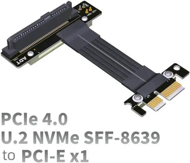 Alt view image 6 of 7 - PCIe 4.0 1x SSD To SFF-8639 (U.2) Adapter Cable For 2.5" NVMe U.2 SFF-8639 SSD Gold