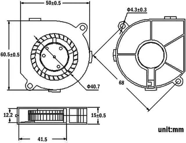 Alt view image 4 of 5 - 2PCS 6015 DC Blower Fan 5V 12V 24V 60x60x15mm Brushless Blower Fan Turbo Fan 60MM Cooling USB Blower Fan