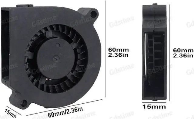 Alt view image 3 of 5 - 2PCS 6015 DC Blower Fan 5V 12V 24V 60x60x15mm Brushless Blower Fan Turbo Fan 60MM Cooling USB Blower Fan