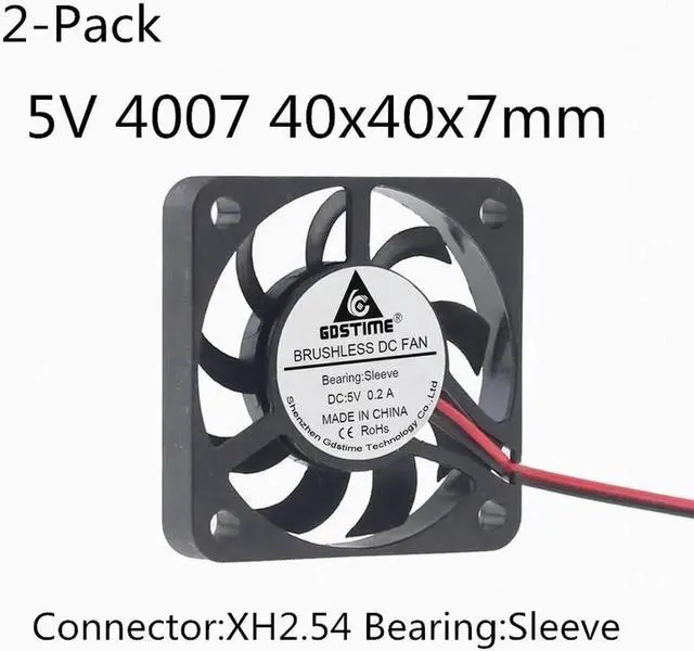 Main image of 2PCS DC 5V 12V Fan 4cm 40mm 4007 40x40x7mm Ultrathin Brushless Axial Cooling Fan 4007 Fan PH2.0 XH2.54 Fan Grill Net