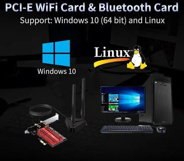 Alt view image 4 of 4 - Wi-Fi 6E Intel AX210 Dual Band PCIe Wireless Wifi Network Adapter 2.4G/5G/6Ghz 2400M Wi-Fi Card Bluetooth 5.2 PCI Express Wlan