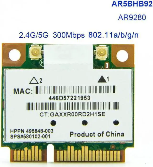 Main image of Atheros AR5BHB92-H 300Mpbs 802.11a/b/g/n Dual Band 2.4G/5G Mini PCIE Wireless N Card AR9280 For windows/Mac wifi module