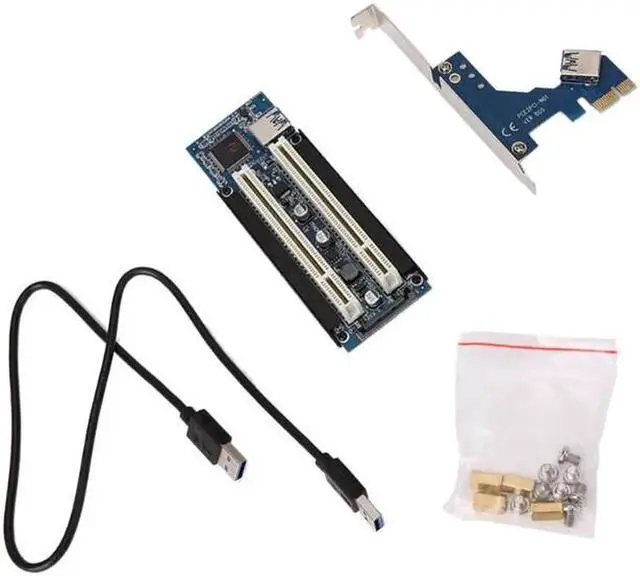 Alt view image 6 of 7 - Desktop PCI-Express PCI-e to PCI Adapter Card PCIe to Dual Pci Slot Expansion Card USB 3.0 Add on Cards Convertor