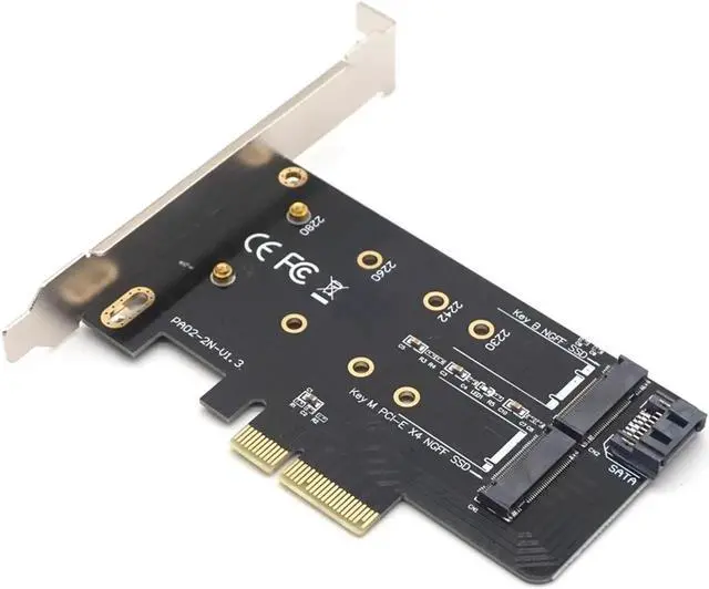Alt view image 2 of 7 - Dual M.2 PCIe Adapter M2 SSD NVME M Key SATA-based B Key to PCI-e 3.0 x 4 Controller Converter Card Support 2280 2260 2242 2230