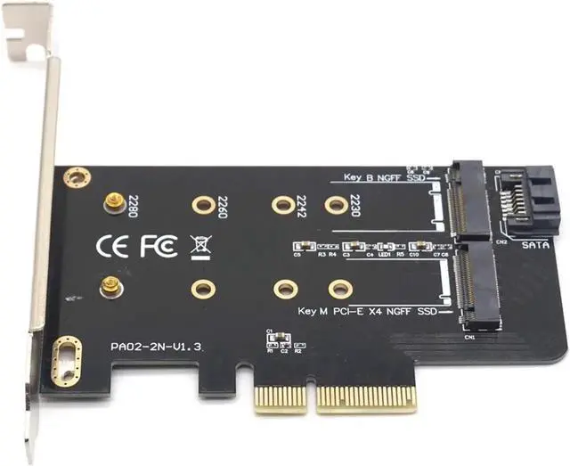 Main image of Dual M.2 PCIe Adapter M2 SSD NVME M Key SATA-based B Key to PCI-e 3.0 x 4 Controller Converter Card Support 2280 2260 2242 2230