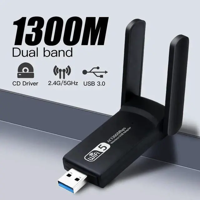 Main image of 1800Mbps WiFi 6 USB Adapter Wireless Network Card USB 3.0 WiFi6 Dongle USB LAN Ethernet Dual Band 2.4G/5.8G For PC Laptop Win 10 1300Mbps(or AC1300)