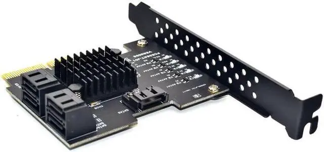 Alt view image 7 of 7 - PCIE PCI-E to 5 ports SATA 3.0 expansion Card 4X Gen 3 PCI express 5 SATA Adapter SATA 3 Converter with Heatsink for HDD
