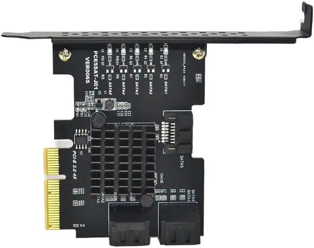 Alt view image 5 of 7 - PCIE PCI-E to 5 ports SATA 3.0 expansion Card 4X Gen 3 PCI express 5 SATA Adapter SATA 3 Converter with Heatsink for HDD