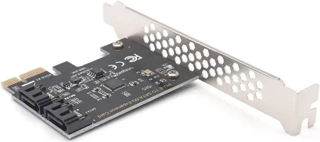 Alt view image 7 of 7 - 2 Port PCIE SATA 3.0 6Gbps Controller Card, PCI Express to SATA III Adapter Converter SATA 3.0 PCI-E Riser Expansion Adapter Board for PC