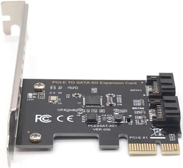 Alt view image 4 of 7 - 2 Port PCIE SATA 3.0 6Gbps Controller Card, PCI Express to SATA III Adapter Converter SATA 3.0 PCI-E Riser Expansion Adapter Board for PC