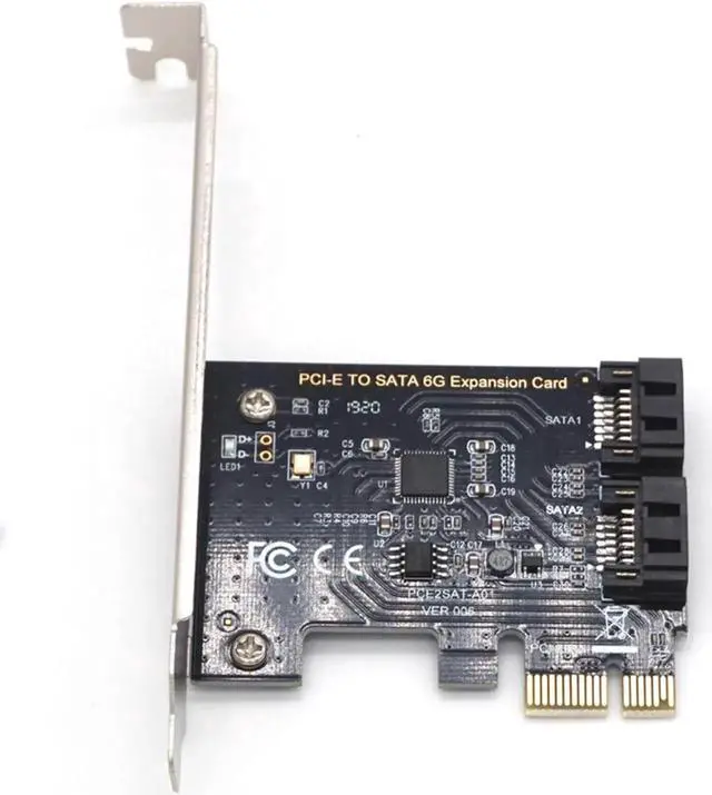 Alt view image 5 of 7 - 2 Port PCIE SATA 3.0 6Gbps Controller Card, PCI Express to SATA III Adapter Converter SATA 3.0 PCI-E Riser Expansion Adapter Board for PC