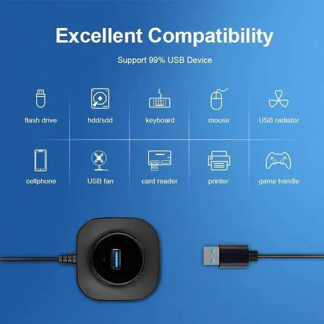 Alt view image 5 of 7 - USB HUB USB 3.0 Hub 2.0 Multi USB Splitter Adapter 4 Ports Speed Mini Multiple 3 Hab usb3.0 HUB Port USB-Hub Expander For PC