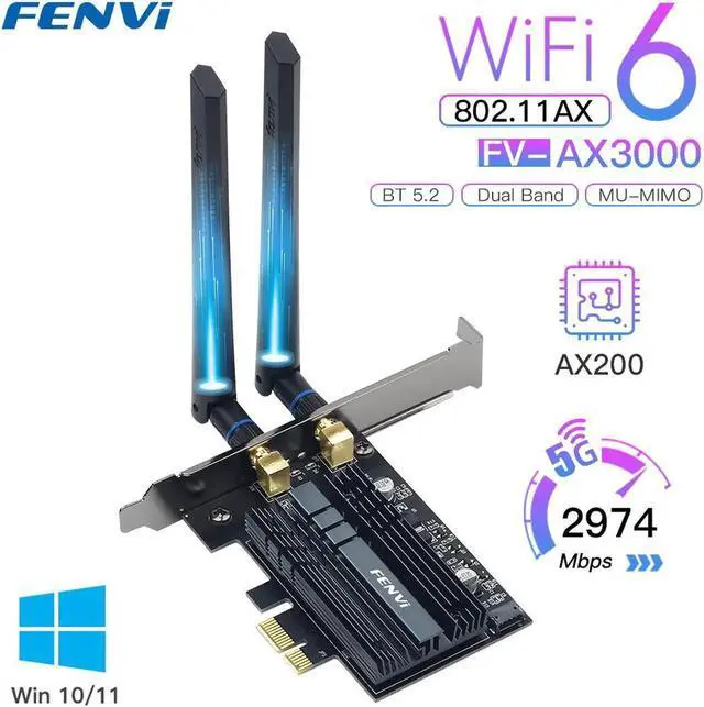 Main image of AX3000 Wi-Fi 6 3000Mbps Wireless PCIe For Bluetooth 5.2 WiFi Adapter Intel AX200 Wi-Fi Card 802.11AX 2.4G/5Ghz PC Win10/11 Red