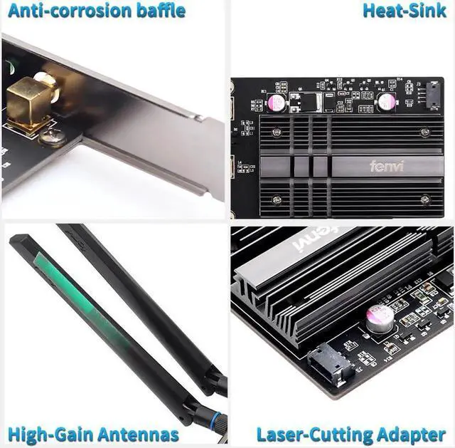 Alt view image 4 of 6 - AX3000 Wi-Fi 6 3000Mbps Wireless PCIe For Bluetooth 5.2 WiFi Adapter Intel AX200 Wi-Fi Card 802.11AX 2.4G/5Ghz PC Win10/11 Red