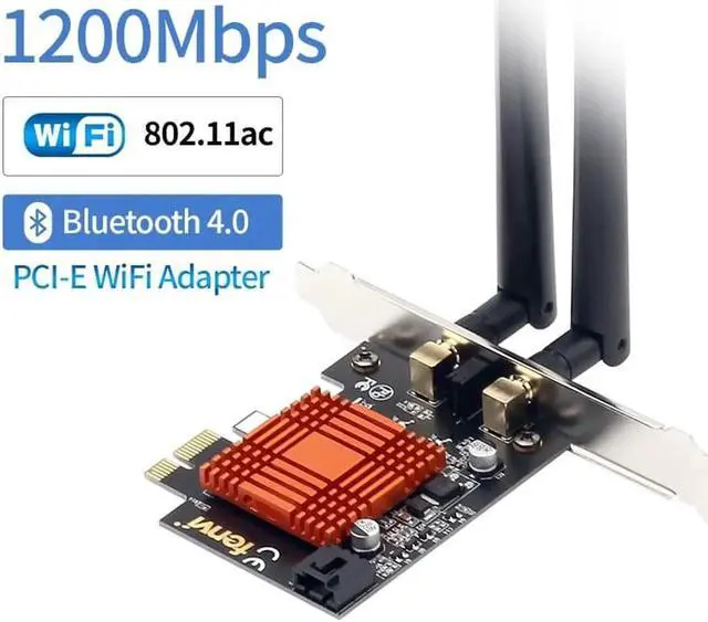 Alt view image 5 of 6 - Dual Band AC 1200Mbps Wireless Bluetooth WiFi Card WiFi PCIe Network Adapter 5GHz/2.4GHz PCI Express Network Wlan BT4.0
