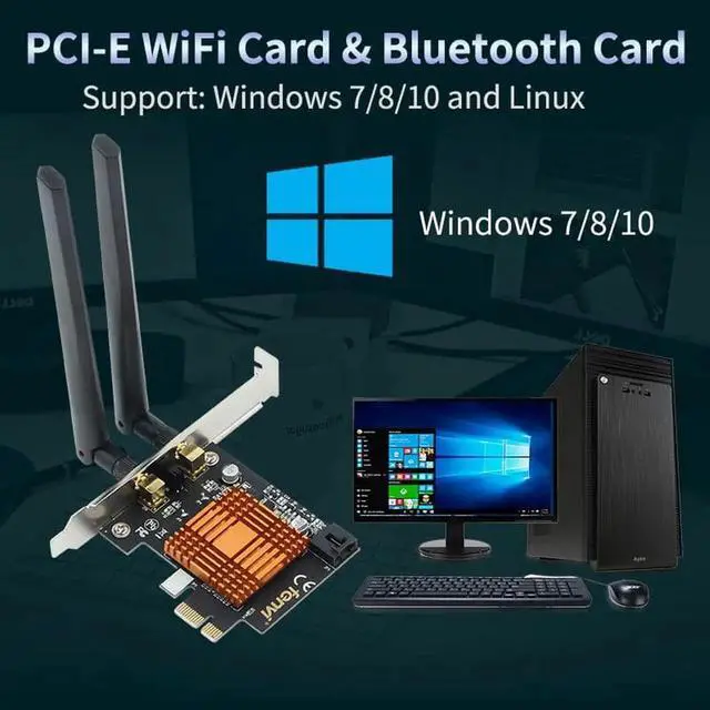 Alt view image 4 of 6 - Dual Band AC 1200Mbps Wireless Bluetooth WiFi Card WiFi PCIe Network Adapter 5GHz/2.4GHz PCI Express Network Wlan BT4.0