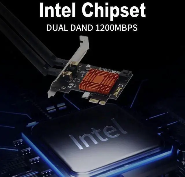 Alt view image 2 of 6 - Dual Band AC 1200Mbps Wireless Bluetooth WiFi Card WiFi PCIe Network Adapter 5GHz/2.4GHz PCI Express Network Wlan BT4.0