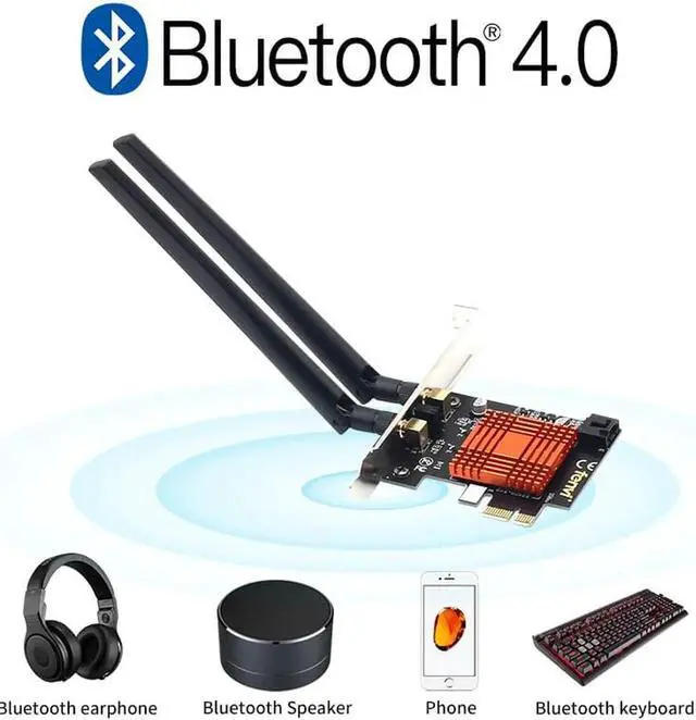 Alt view image 6 of 6 - Dual Band AC 1200Mbps Wireless Bluetooth WiFi Card WiFi PCIe Network Adapter 5GHz/2.4GHz PCI Express Network Wlan BT4.0