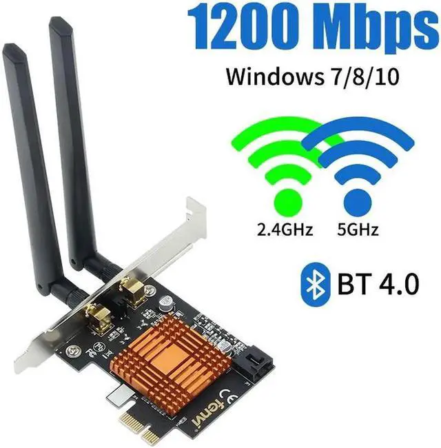 Main image of Dual Band AC 1200Mbps Wireless Bluetooth WiFi Card WiFi PCIe Network Adapter 5GHz/2.4GHz PCI Express Network Wlan BT4.0