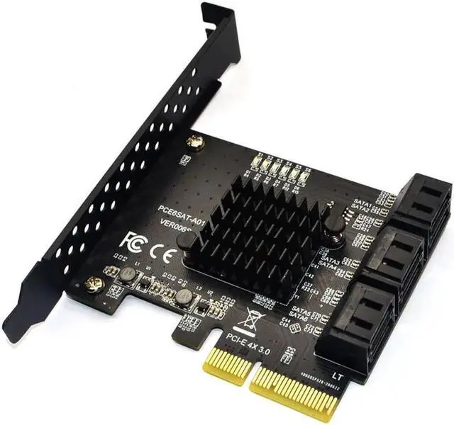 Main image of PCIE PCI-E to 6 Ports SATA 3.0 PCI Express x4 Expansion Card 6 SATA3.0 PCIe PCI-e 6 Port SATA Controller for HDD ASMedia ASM1166