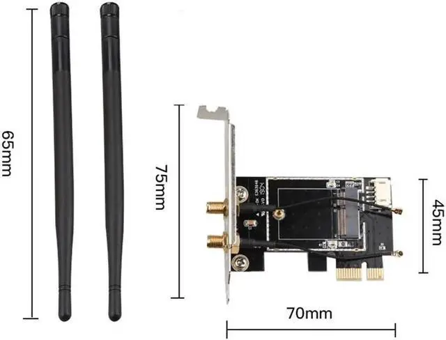 Alt view image 2 of 6 - PCI-E X1 to M.2 NGFF E-Key WiFi Wireless Network Adapter Converter Card with Bluetooth for Desktop PC