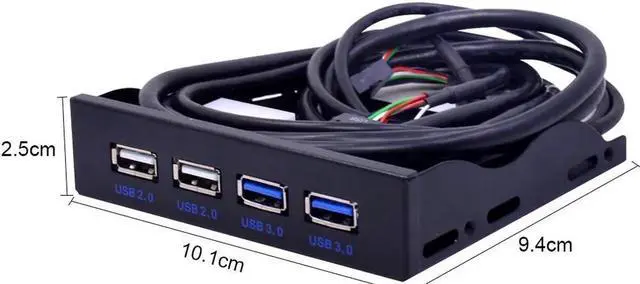Alt view image 3 of 7 - 4 Ports USB 2.0 USB 3.0 Front Panel USB3.0 Hub Splitter Internal Combo Bracket Adapter for Desktop 3.5 Inch Floppy Bay
