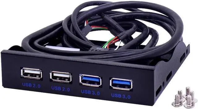 Main image of 4 Ports USB 2.0 USB 3.0 Front Panel USB3.0 Hub Splitter Internal Combo Bracket Adapter for Desktop 3.5 Inch Floppy Bay